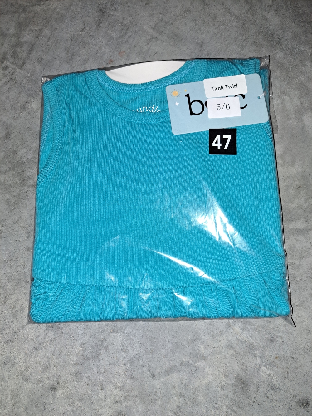 Girls' Bamboo Bright Turquoise Ribbed Tank Top Twirl Dress